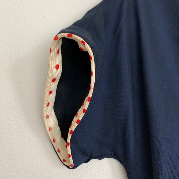 Vintage 50s Navy Belted Party Dress Cocktail Fitted Size XSmall Rockabilly - Picture 5 of 9